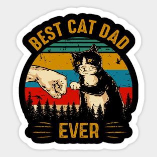 Vintage Best Cat Dad Ever Fist Bump Black Cat Gift Sticker